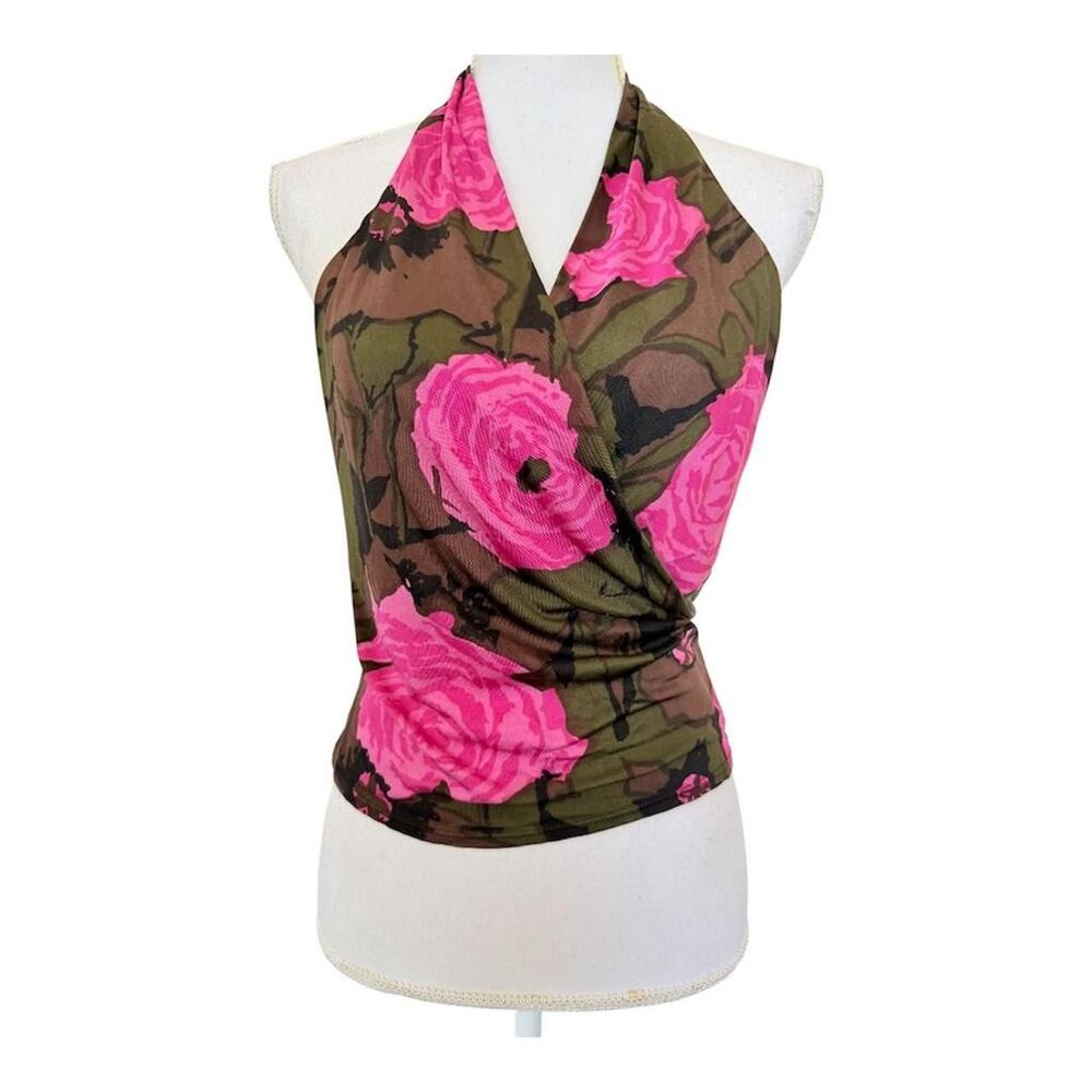 VINTAGE TRINA TURK FLORAL HALTER TOP Size M